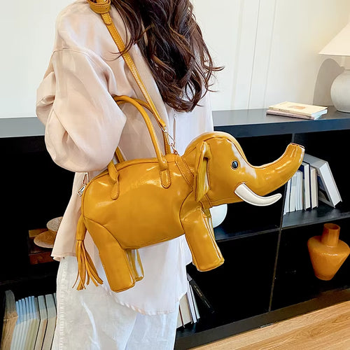 Wholesale High Quality PU Leather Cute Crossbody Bag for Ladies Cartoon Animal Shoulder Bag Elephant Shaped Women'S Handbag