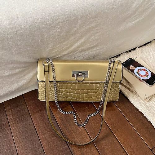 Factory Hot Selling Crocodile Patterned Womens Shoulder Bag High Quality Painted Pu Leather Ladies Crossbody Bag
