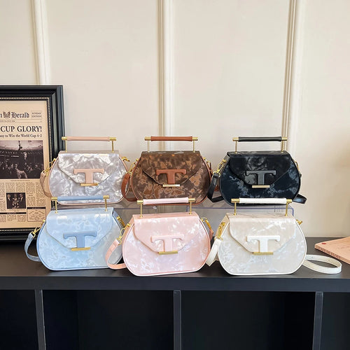 Circular Design Lightweight Women'S Handbag High-Quality T-Letter Hard and Fashionable Classic Shoulder Bag Customizable