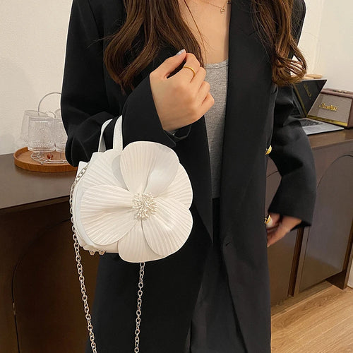 New Mini Casual Crossbody Bag Cute Flower Creative Personality Chain Shoulder Bag PU Women'S Handbag