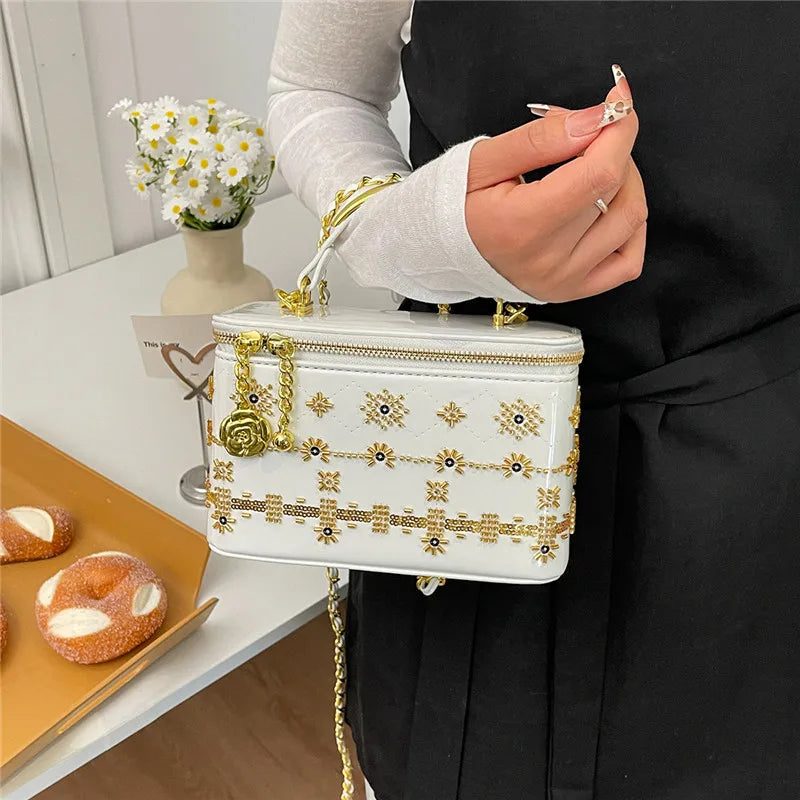 2026 New Designer Bag Multi Functional Ladies Makeup Bag Fashion High End Shoulder Bag Beaded Banquet Bag Handbag for Women