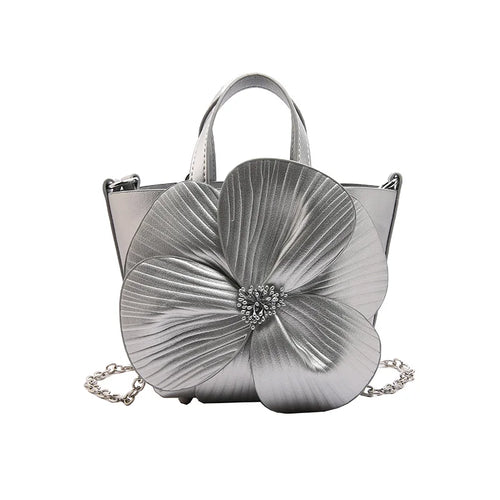 New Mini Casual Crossbody Bag Cute Flower Creative Personality Chain Shoulder Bag PU Women'S Handbag