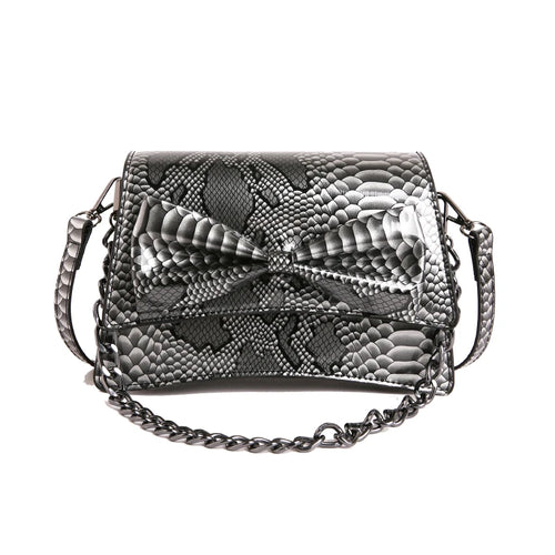 2026 New Designer Bag High Quality Unique Design Bow Single Ladies Shoulder Bag Painted Snake Skin Texture Handbag for Womens
