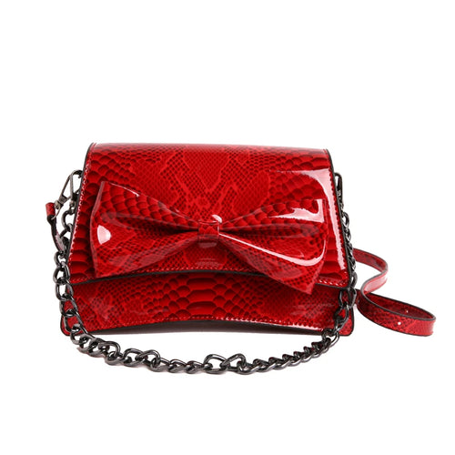 2026 New Designer Bag High Quality Unique Design Bow Single Ladies Shoulder Bag Painted Snake Skin Texture Handbag for Womens