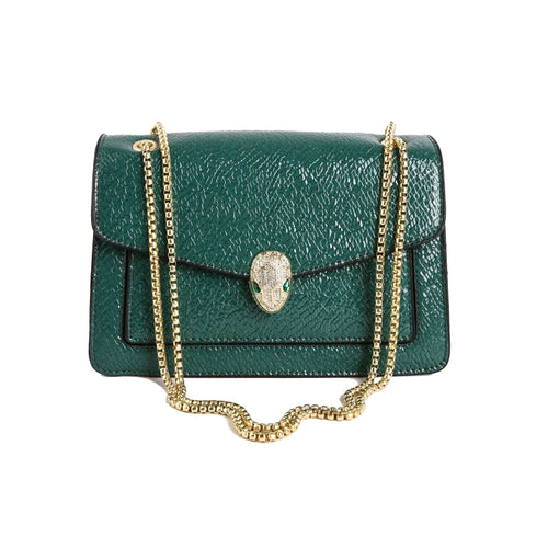 New Designer Bag, Multi Layered Chain Lady Crossbody Bag Luxury Brand PU Leather Snake Head Fashionable Womens Shoulder Bag