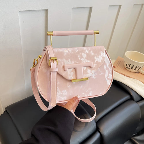Circular Design Lightweight Women'S Handbag High-Quality T-Letter Hard and Fashionable Classic Shoulder Bag Customizable