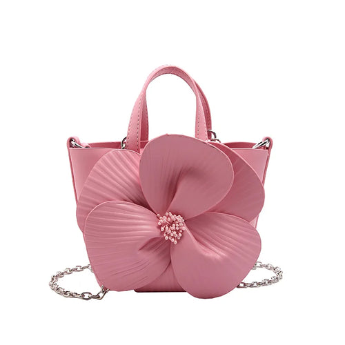 New Mini Casual Crossbody Bag Cute Flower Creative Personality Chain Shoulder Bag PU Women'S Handbag