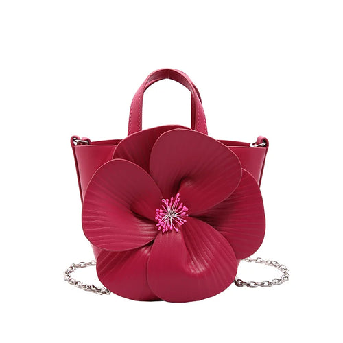 New Mini Casual Crossbody Bag Cute Flower Creative Personality Chain Shoulder Bag PU Women'S Handbag
