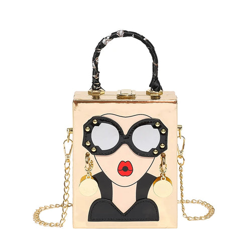 Factory Hot Selling New Design Mirror Shoulder Bag Girls Pattern Decoration Evening Bag Handbag for Womens