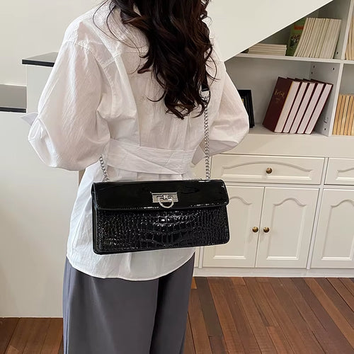 Factory Hot Selling Crocodile Patterned Womens Shoulder Bag High Quality Painted Pu Leather Ladies Crossbody Bag